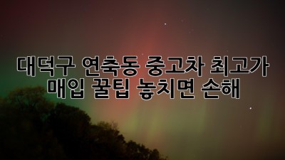 대덕구 연축동 중고차 최고가 매입 꿀팁🍯 놓치면 손해!